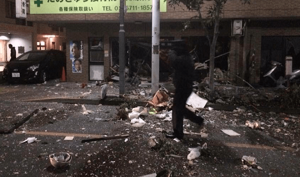 大田区西蒲田でガス爆発事故の現場の画像