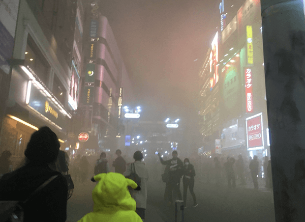 渋谷センター街のハロウィンで火事の現場の画像